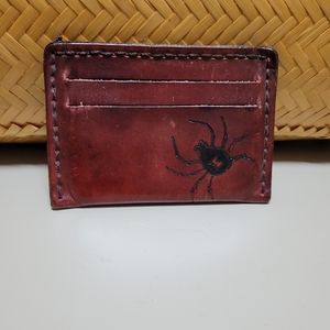 Leather Spider Carve Slim Card Wallet